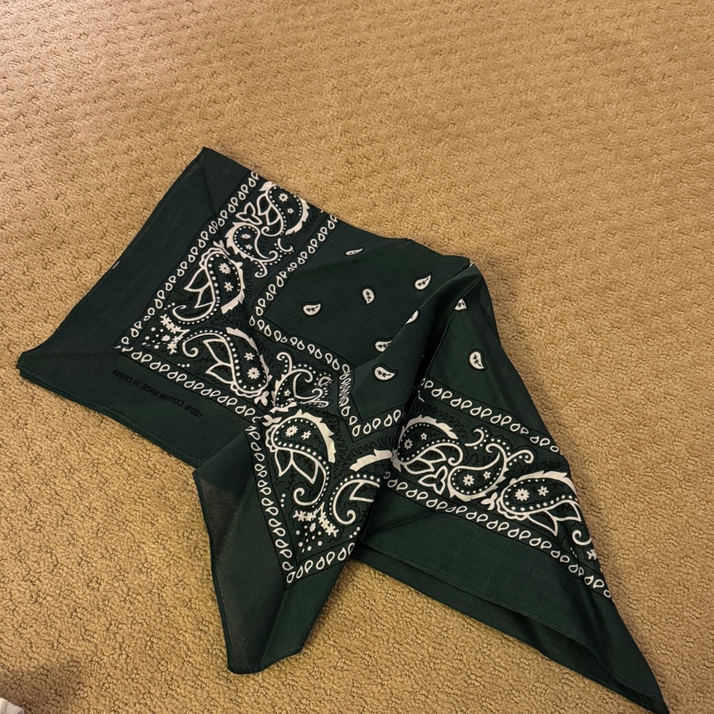 Dark Green Paisley Bandana Scarf